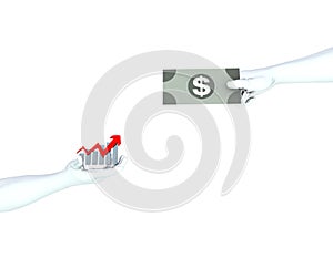 The exchange of dollars and arrow histograms, the pursuit of goals and wishes