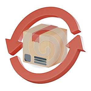 Exchange goods return parcel sign icon, efficient and convenient returns and exchanges 3D render