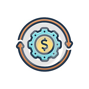 Color illustration icon for Exchange, commutability and money