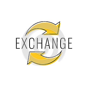 Exchange icon. Symbol or emblem. Black and white emblem.