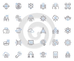 Exchange line icons collection. Trade, Barter, Swap, Conversion, Interchange, Switch, Transfer vector and linear