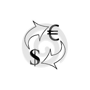 Exchange money icon. Exchange of euro and dollar currency. euro icon. Yen  dollar . vector