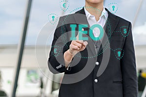 Exchange Offering IEO graphic and businessman