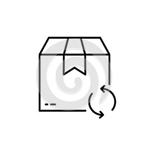 Exchange Package of Delivery Service Line Icon. Arrow Back Shipping Return Goods Symbol. Return Parcel Box Outline