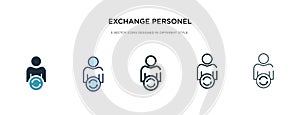Exchange personel icon in different style vector illustration. two colored and black exchange personel vector icons designed in photo