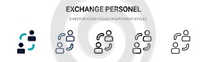 Exchange personel icon in filled, thin line, outline and stroke style. Vector illustration of two colored and black exchange photo