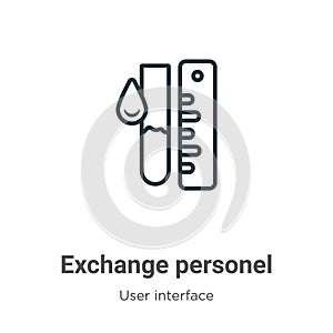 Exchange personel outline vector icon. Thin line black exchange personel icon, flat vector simple element illustration from photo