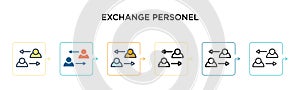 Exchange personel vector icon in 6 different modern styles. Black, two colored exchange personel icons designed in filled, outline photo