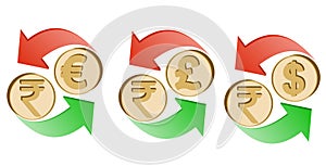 Exchange rupee to euro, pound sterling and dollar