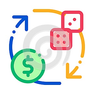 Exchange Sign of Dice for Money Betting And Gambling Icon Vector Illustration