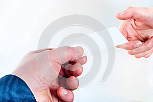Exchanging business card with business partner