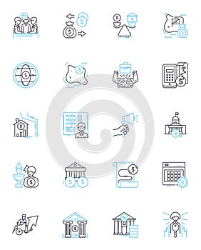Excise tax linear icons set. Excise, Tax, Consumption, Revenue, Indirect, Duty, Impost line vector and concept signs photo