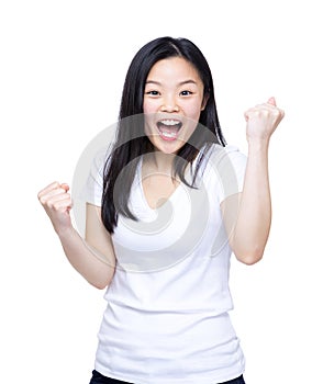 Excited asia woman portrait