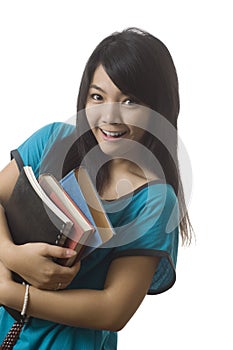 Excited Asian student