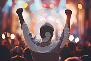 Excited audience member enjoying a live concert event