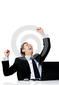 Excited businessman winning