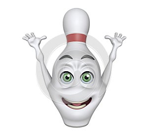 Excited cartoon bowling pin