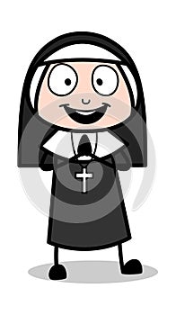 Excited - Cartoon Nun Lady Vector Illustration