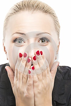 Excited Caucasian Woman Looking Forward with Joy and Fascination