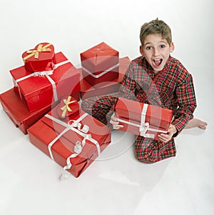 Excited child on Christmas morning