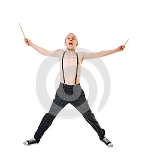 Excited drummer