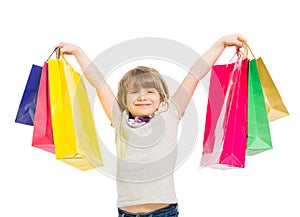 Excited and enthusiastic young shopping girl