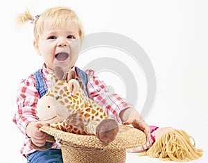 Excited feeling cowboy girl