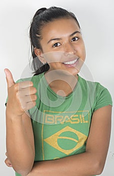 Excited girl football player