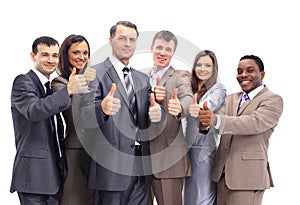 Excited group of business people