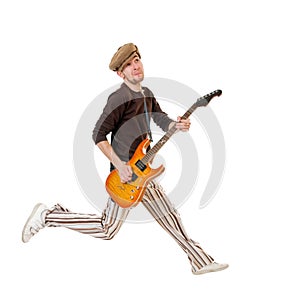 Excited guitarist