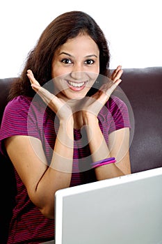 Excited Indian woman