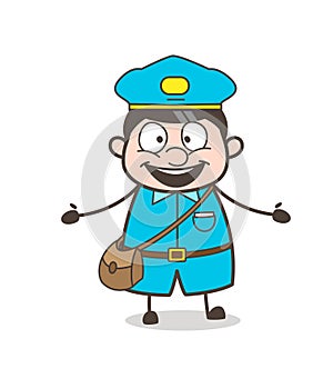 Excited Postboy Laughing Face Vector