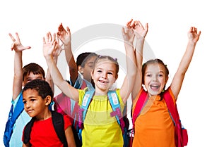 Excited school aged kids photo