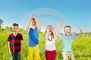 Excited soaked kids photo