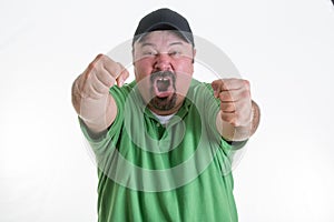 Excited Sports Fan Pumping Fists in Celebration