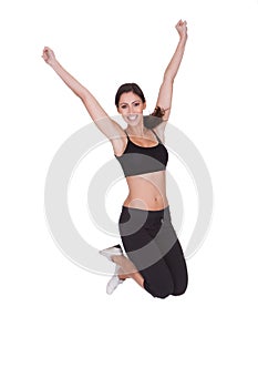 Excited Sporty Woman Jumping