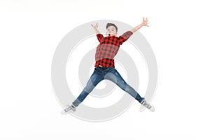 Excited teen in jump