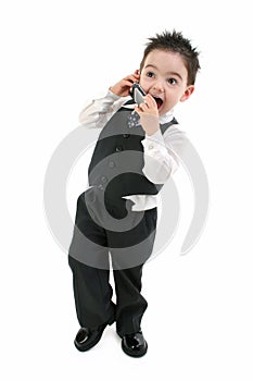 Excited Toddler Boy On Cellphone