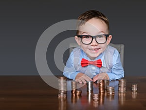 Excited young businessman with money