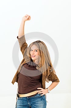 excited young woman celebrating success