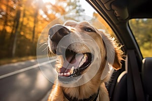 the excitement of a dog traveling in the back seat of a car.