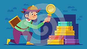 The excitement of finding a hidden gem a the stacks making the hunt all the more thrilling. Vector illustration. photo