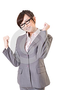 Exciting Asian business young woman