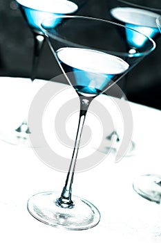 Exciting Blue Martinis on Dazzling Metallic Tray