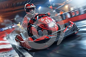 Exciting go kart racing on a thrilling and winding track for adrenaline fueled entertainment photo