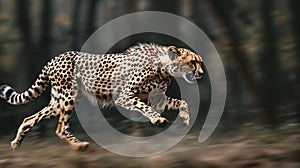 exciting image capturing a wild cheetah on a swift run through the forest