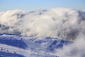 The exciting landscape of the Hoverla surroundings. Ukrainian Carpathian mountains