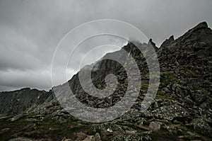 Exciting mountain view in rainy day