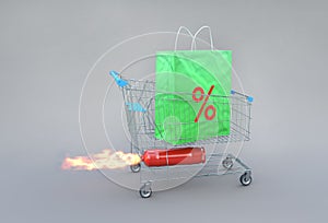 Exciting shopaholic concept on sales