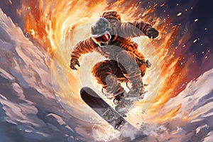 Exciting Sport snowboard ice speed. Generate Ai